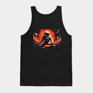 Astronaut Outer Space Vinyl Music DJ Gifts Funny Space Tank Top